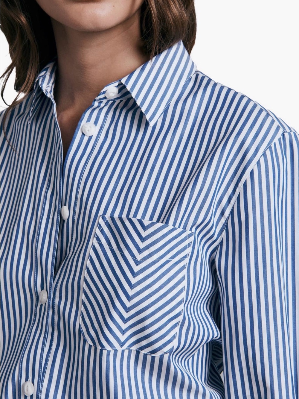 rag & bone ICONS Maxine Stripe Button-Up Shirt – Blue/White – Medium - Picture 6 of 12